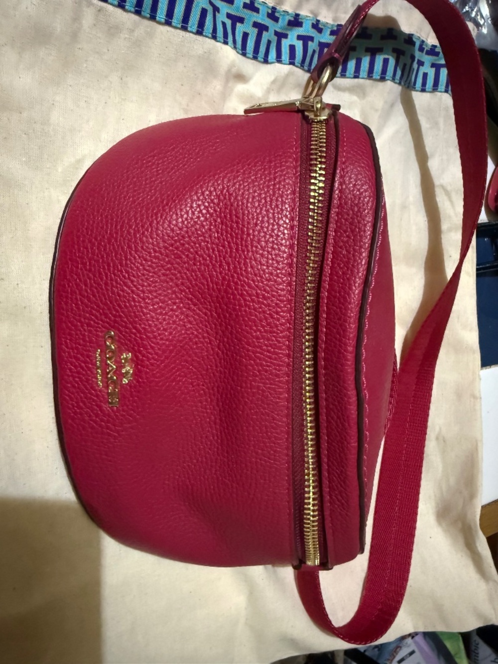 Coach polished pebbled fanny pack